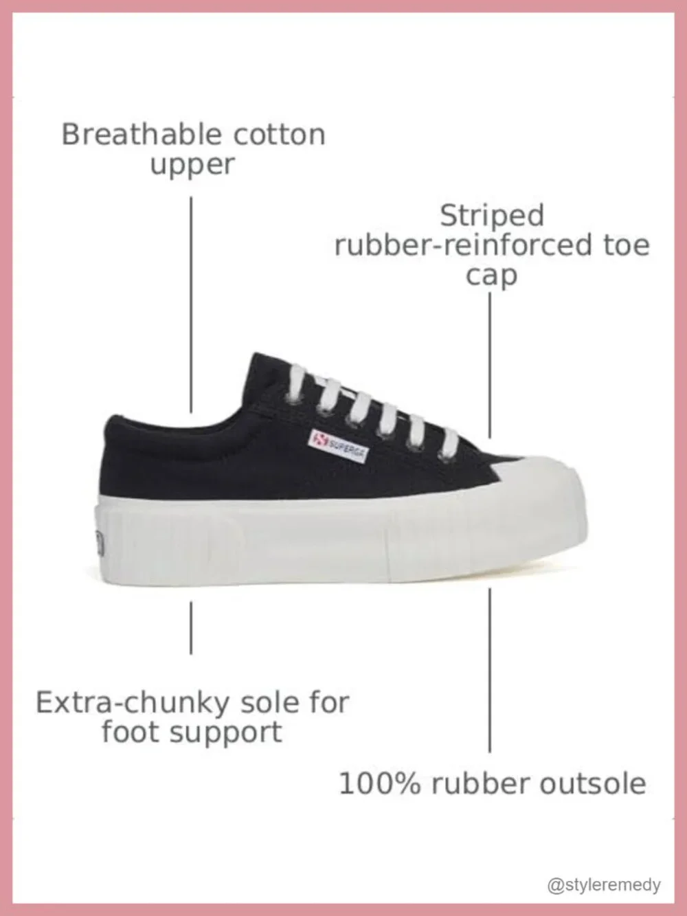 Cotton Platform Sneakers Lace-Up Chunky Sole Cap Toe